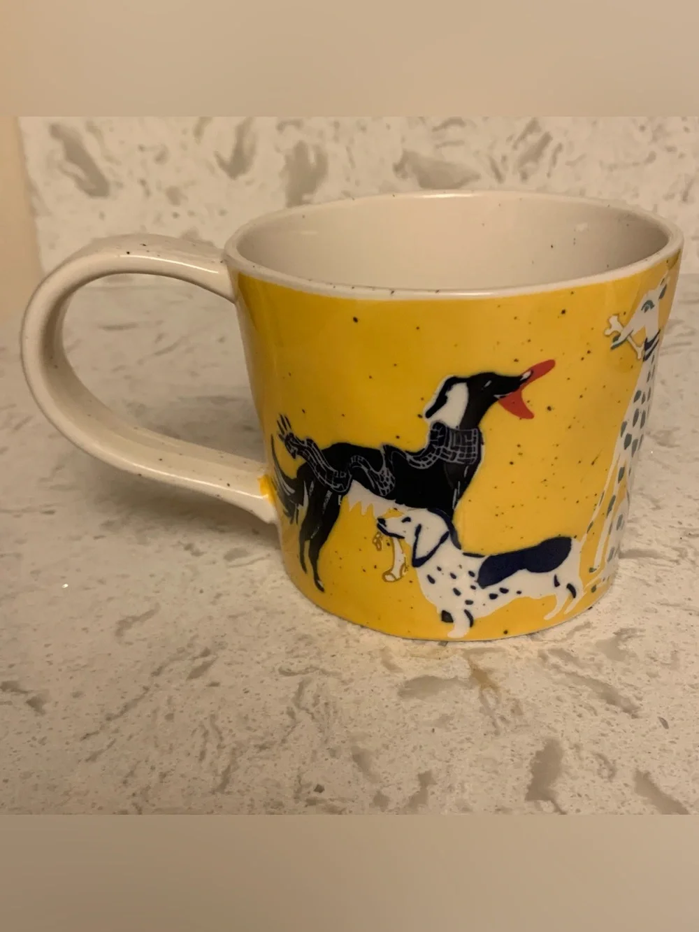 Anthropologie Pet Shop Dog Yellow Coffee Tea Speckled Mug NEW